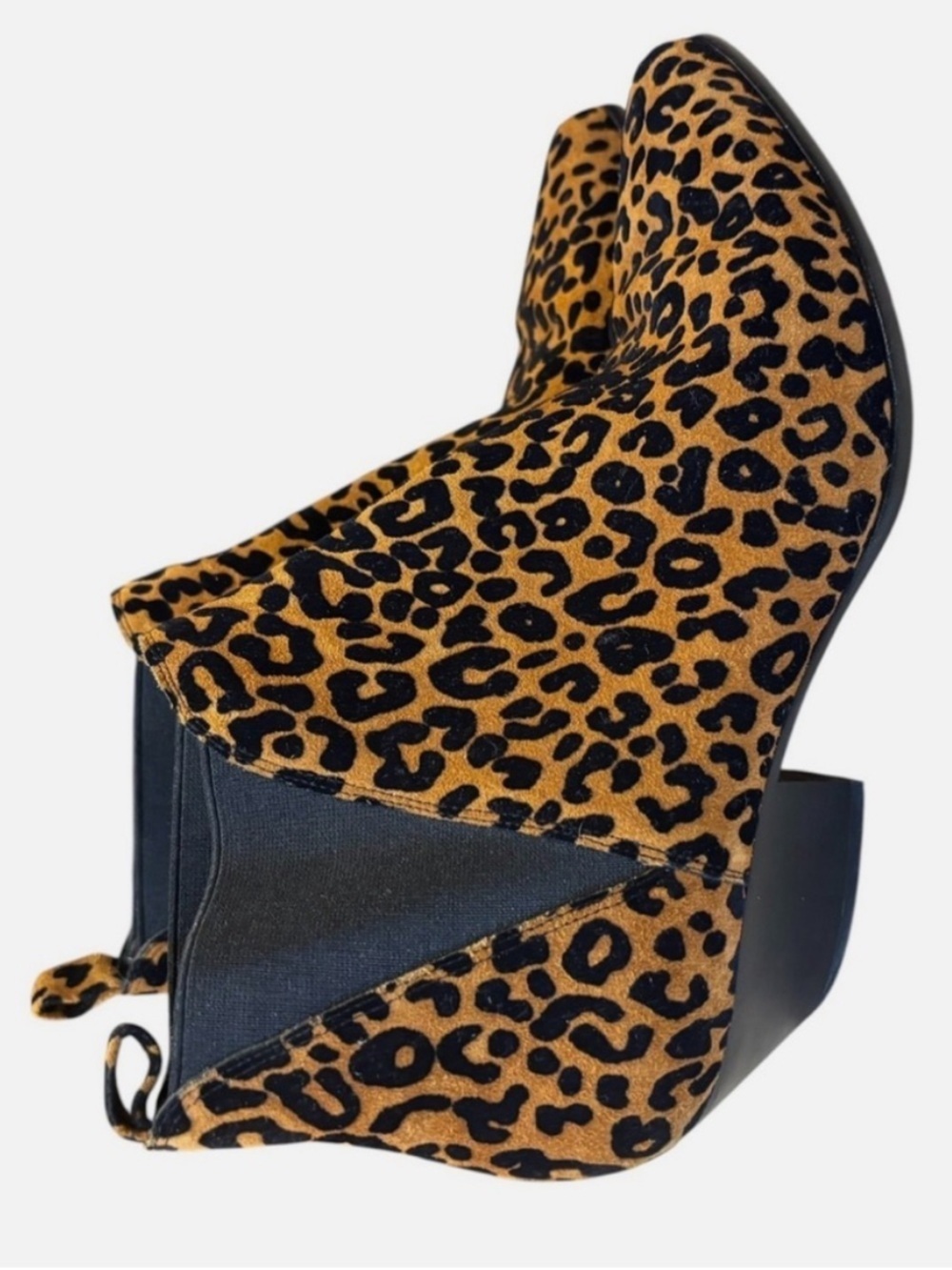 DIANE VON FURSTENBERG Leopard-Print Suede Chelsea Ankle Booties US9.5 EU39.5